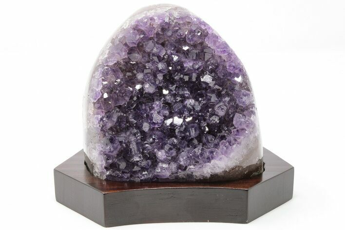 Tall Amethyst Cluster With Wood Base - Uruguay #199737